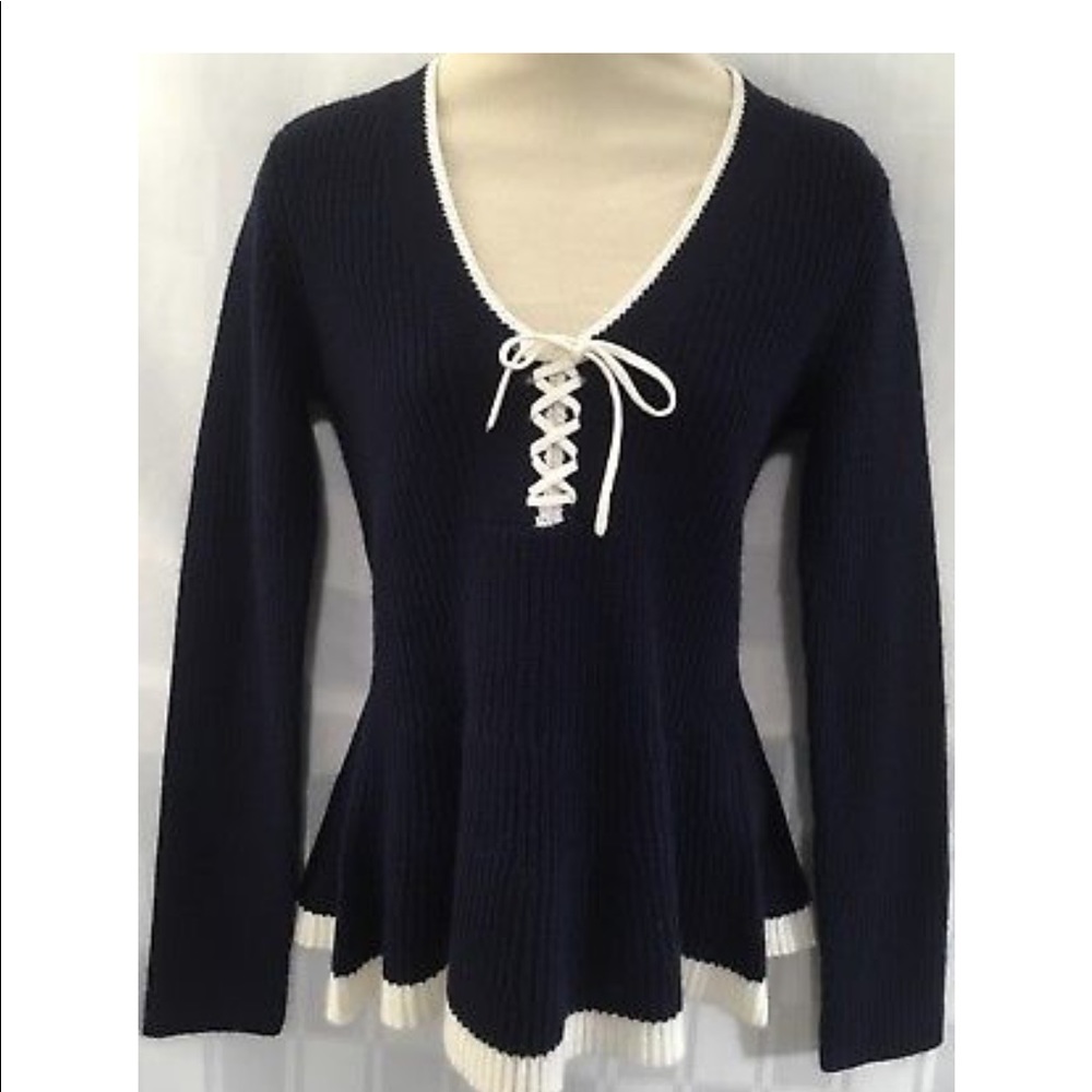 DEREK LAM 10CROSBY Cashmere Blend Peplum Sweat LRG - Picture 5 of 8